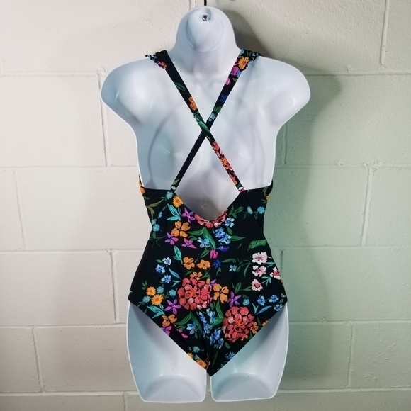 Skinnydippers Miraclesuit baby kiss cinch ruffle dark floral one piece swimsuit - Picture 10 of 11